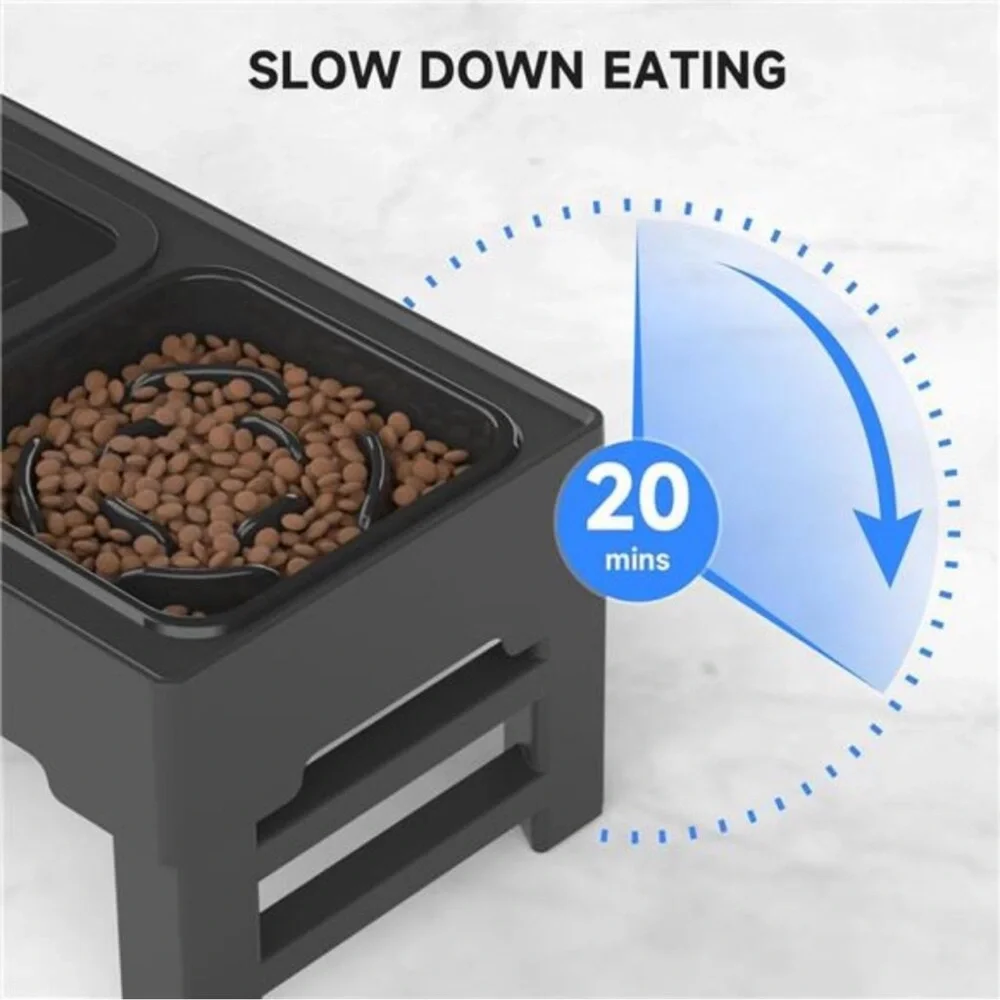 Elevated Dog Bowls, Adjustable Raised Dog Bowls with No Spill Dog Water Bowl